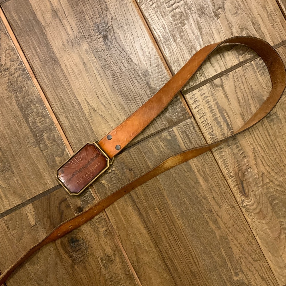 Vintage 1980 brass and leather belt.